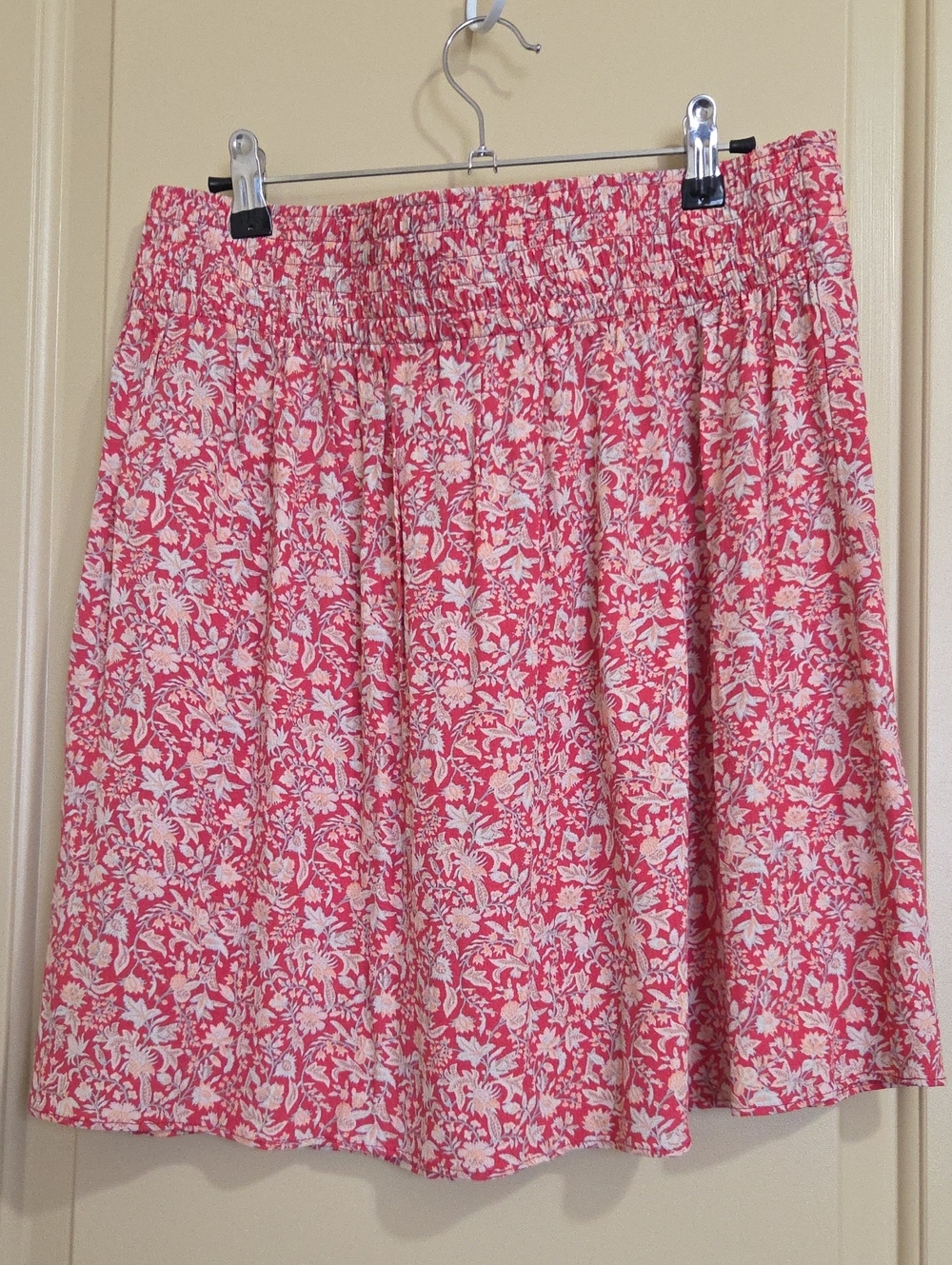 Loft Women’s Pink Floral Elastic-Waist Skirt